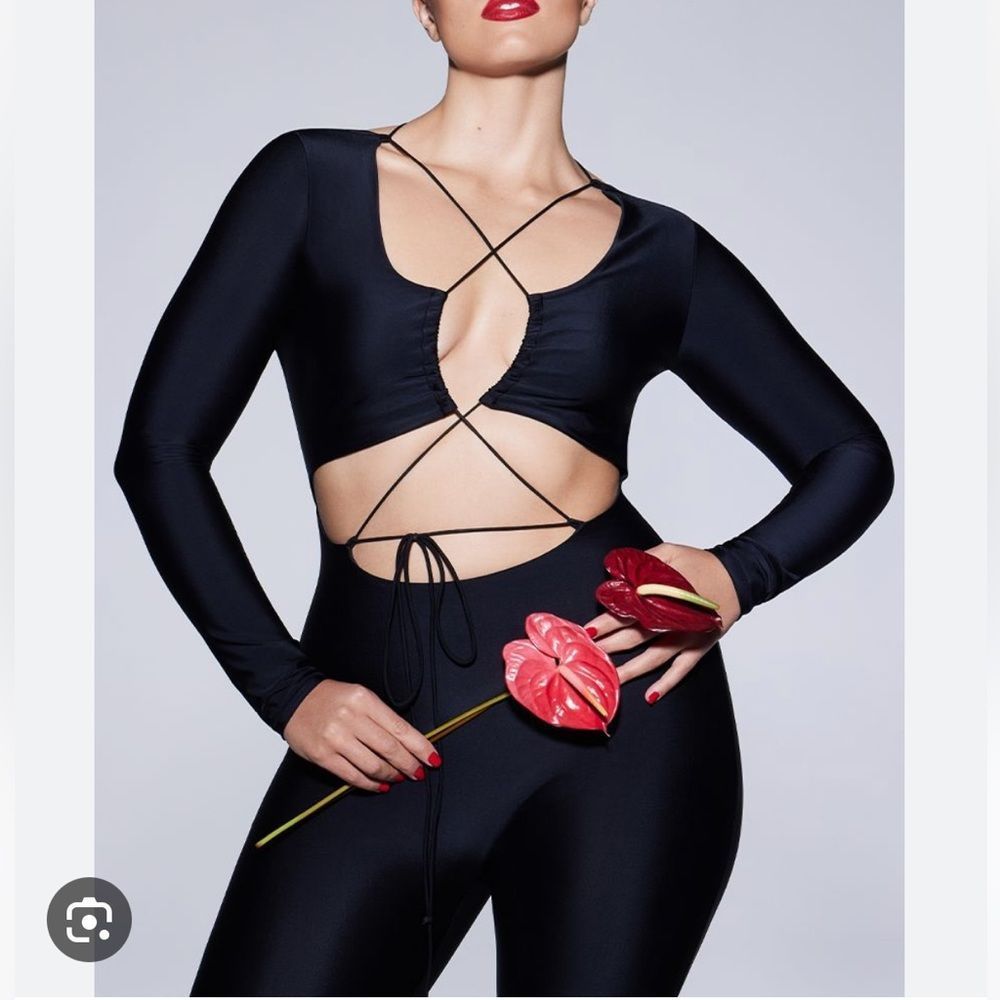 Skims LACE UP CATSUIT in black
